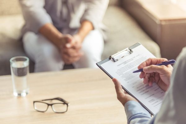 Man at the psychotherapist